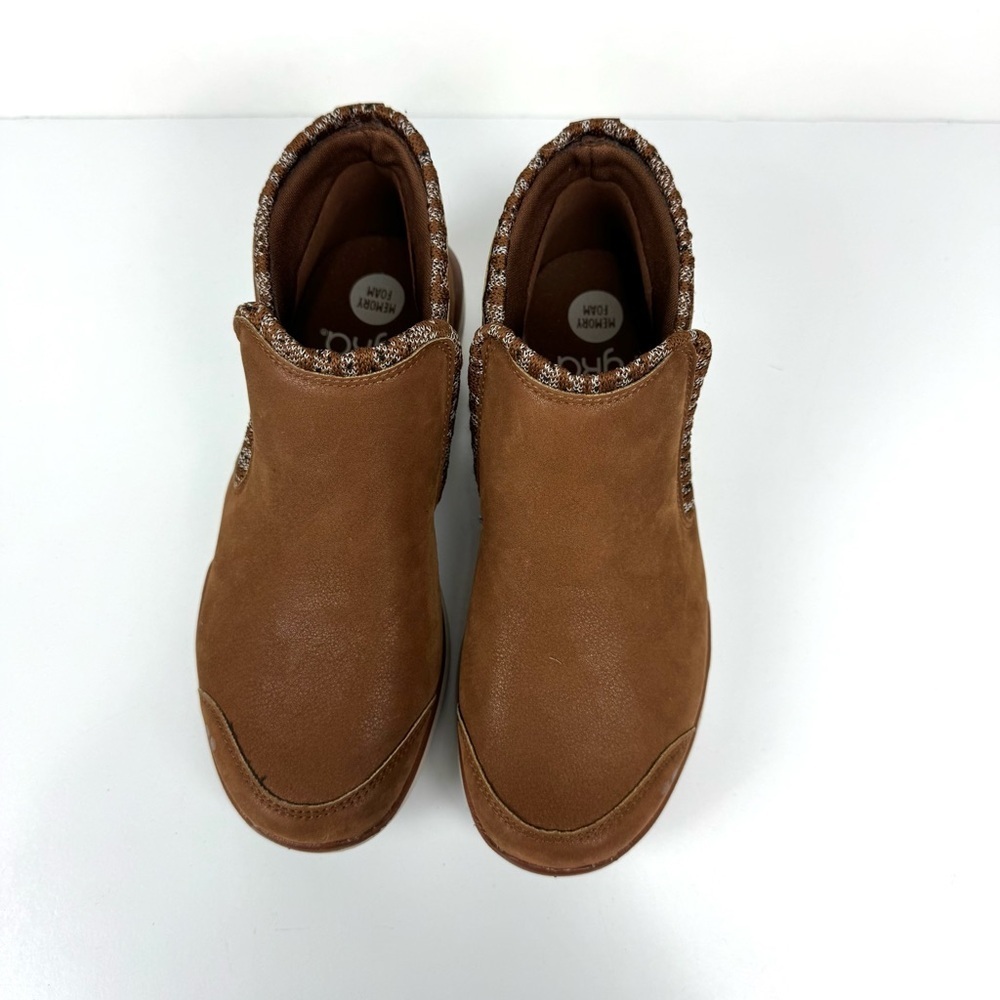 Ryka Namaste Brown knit trim slip-on ankle Wedge Booties Lightweight Women’s 5.5 - Picture 2 of 8